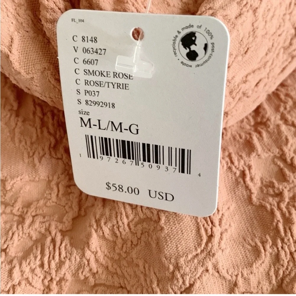 Free People Have It All long sleeve textured top in Smoke Rose, NWT Size M/L